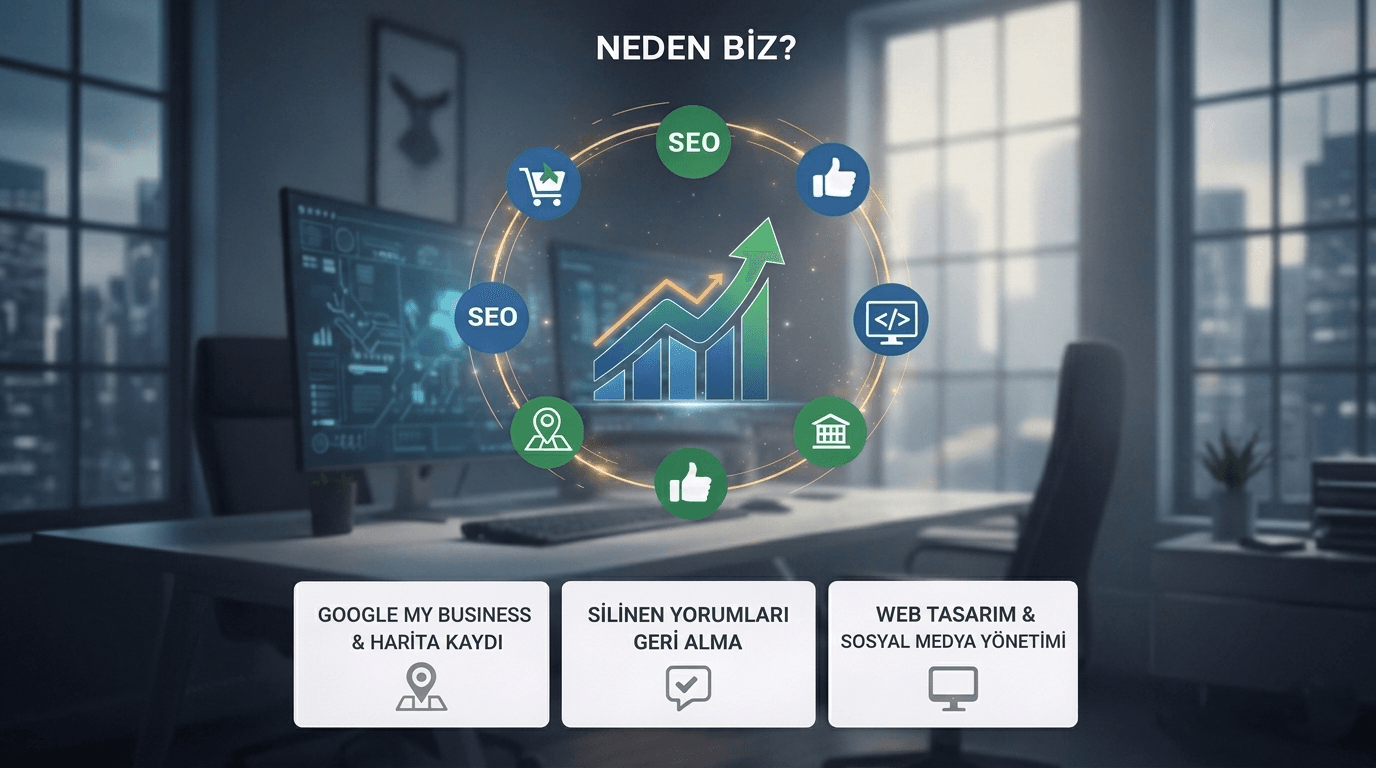 10+ yıllık deneyimimizle işletmenizin dijital dünyada daha görünür olması için Google Haritalar, SEO ve reklam alanlarında profesyonel çözümler sunuyoruz.