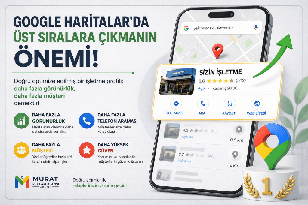 Google Haritalar’da üst sıralarda yer alın, işletmenizi daha fazla müşteriye ulaştırın.
